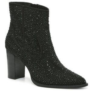 Crown Vintage Elie Bootie Size 8 Black Sparkly Ankle Boots